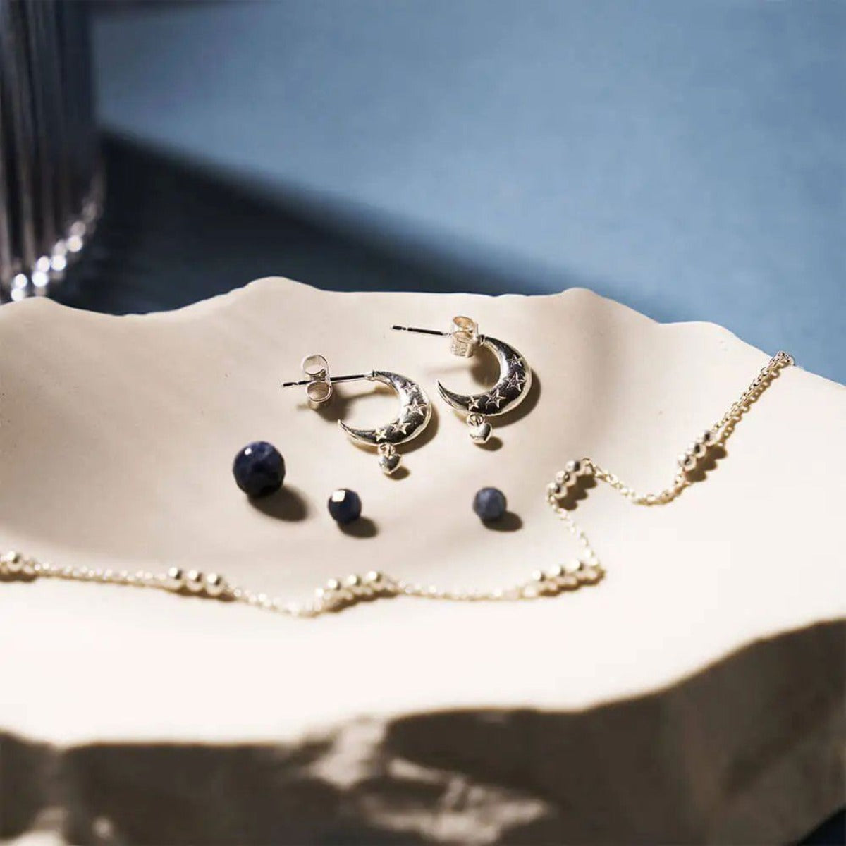 ChloBo Sterling Silver Love By The Moon Huggie Hoop Earrings