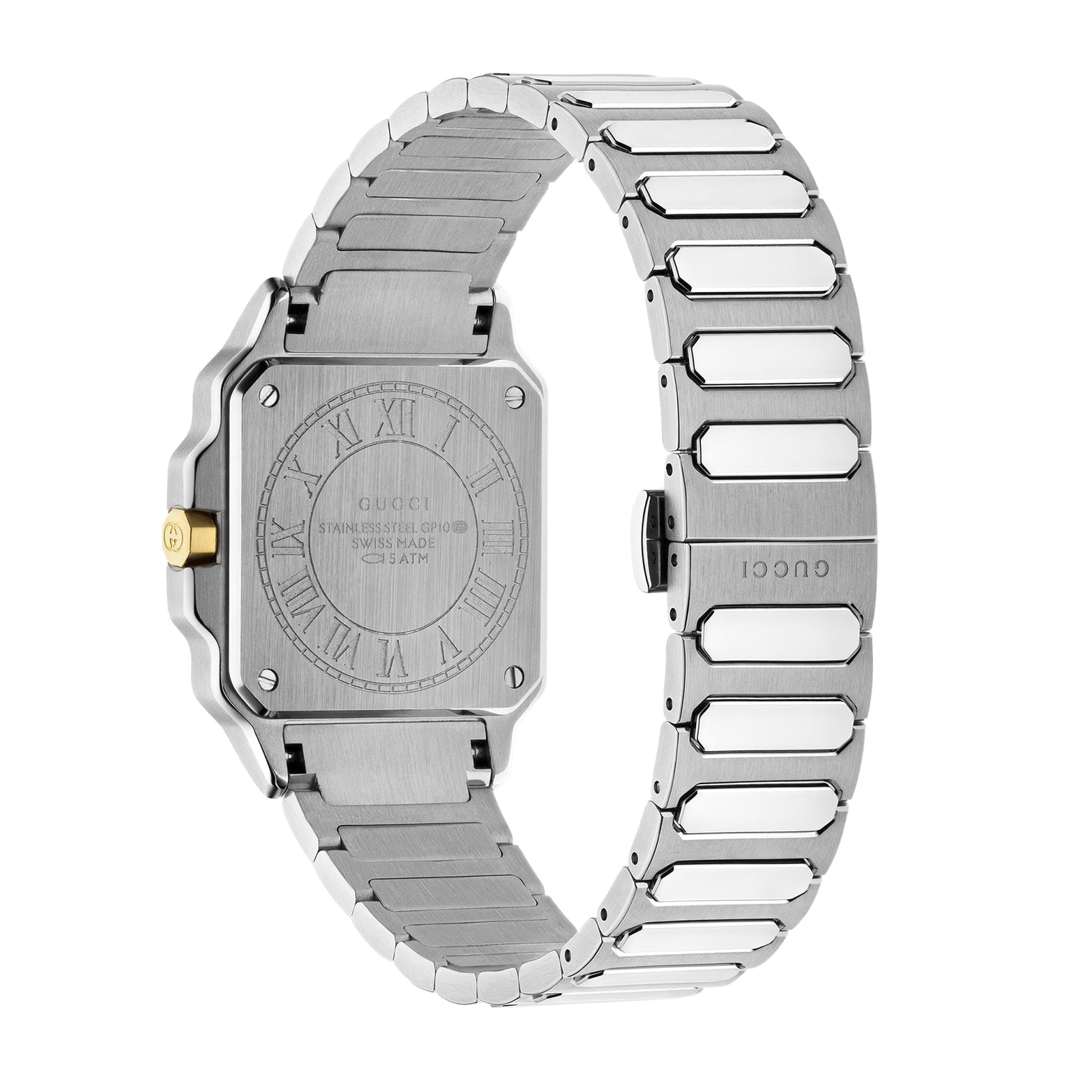 Gucci G-Flat 30mm Silver & Yellow Gold Dial Watch