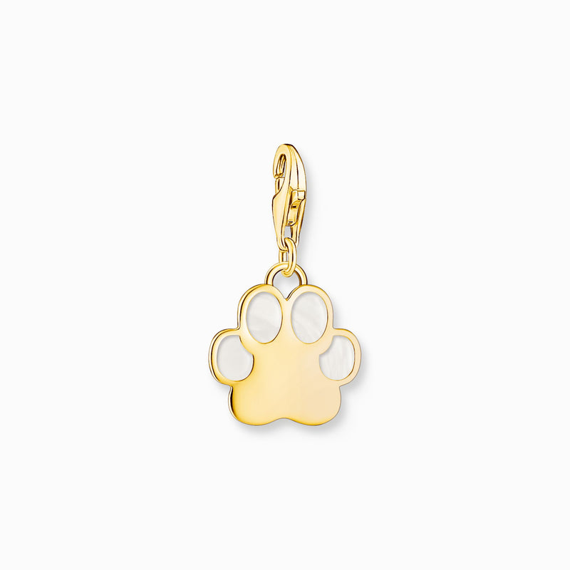 Thomas Sabo Charm Pendant Paw With Cold Enamel Yellow Gold Plated