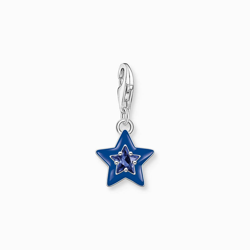 Thomas Sabo Charm Pendant Star With Sapphire Blue Stone And Blue Cold Enamel Silver