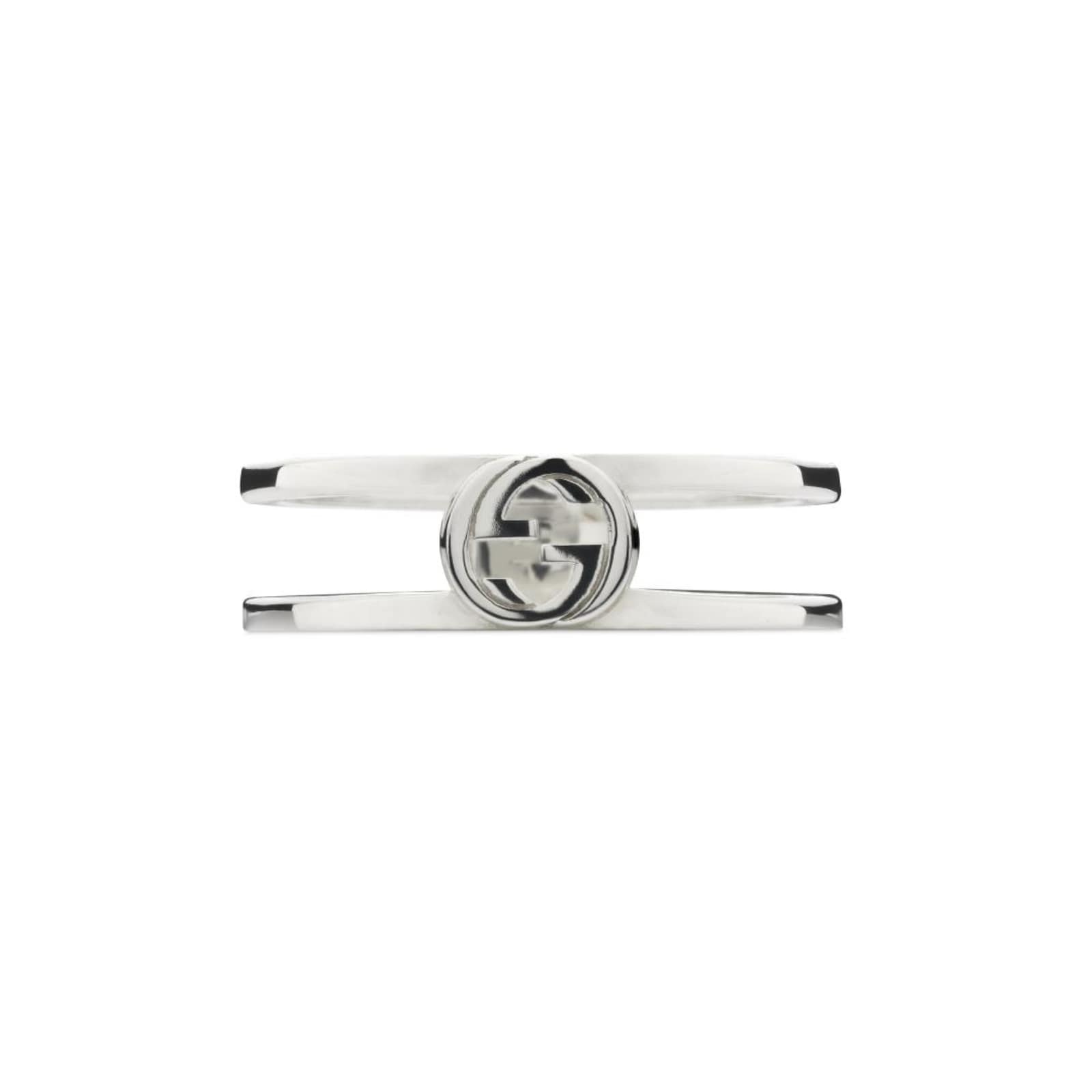 Gucci Interlocking Sterling Silver 6mm Double Row Ring