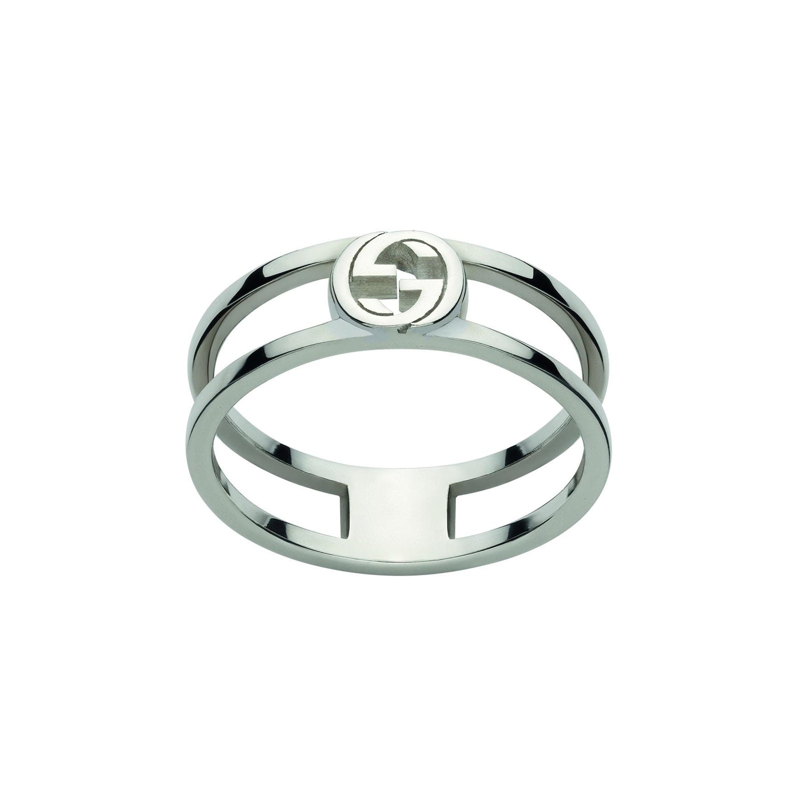 Gucci Interlocking Sterling Silver 6mm Double Row Ring