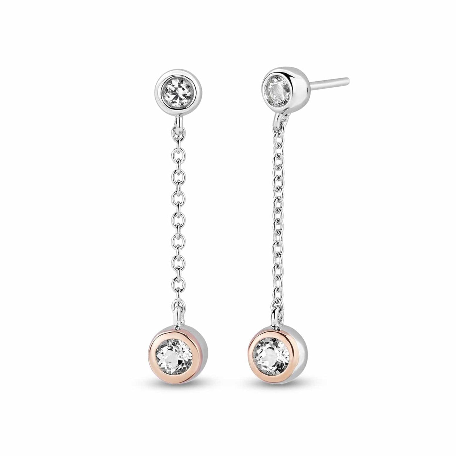 Clogau® Ladies Celebration Sterling Silver Drop Chain Earrings with Topaz