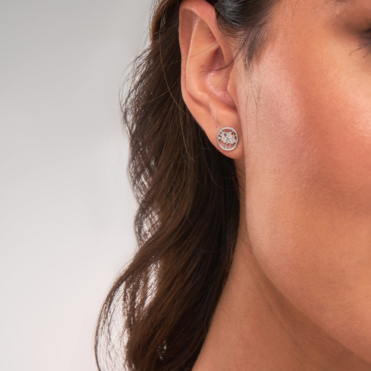 Clogau Sterling Silver Tree Of Life Circle Stud Earrings