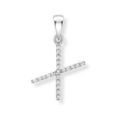 Steffans 9ct White Gold Diamond 'X’ Initial Pendant Necklace