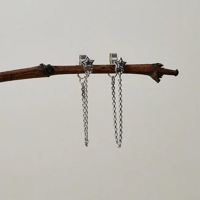 ChloBo Sterling Silver Radiant Essence Chain Stud Earrings