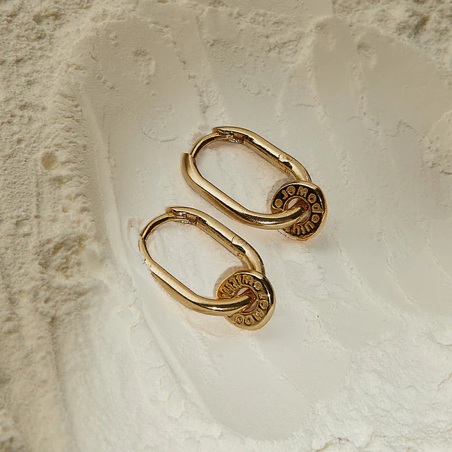 ChloBo Yellow Gold Plated Power Within Oval Hoop Earrings