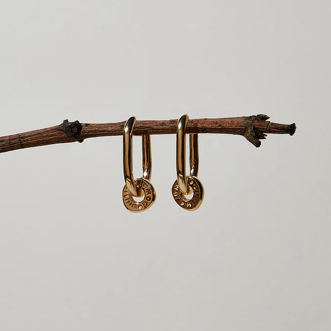 ChloBo Yellow Gold Plated Power Within Oval Hoop Earrings