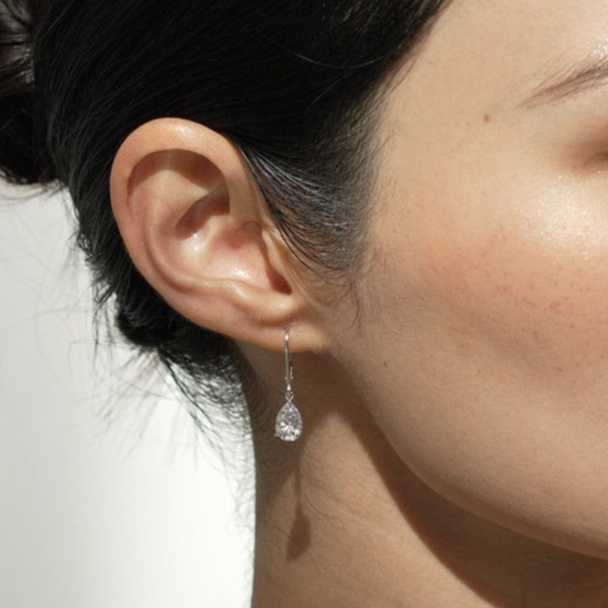 CARAT* London 9K White Gold Blythe Pear Drop Earrings