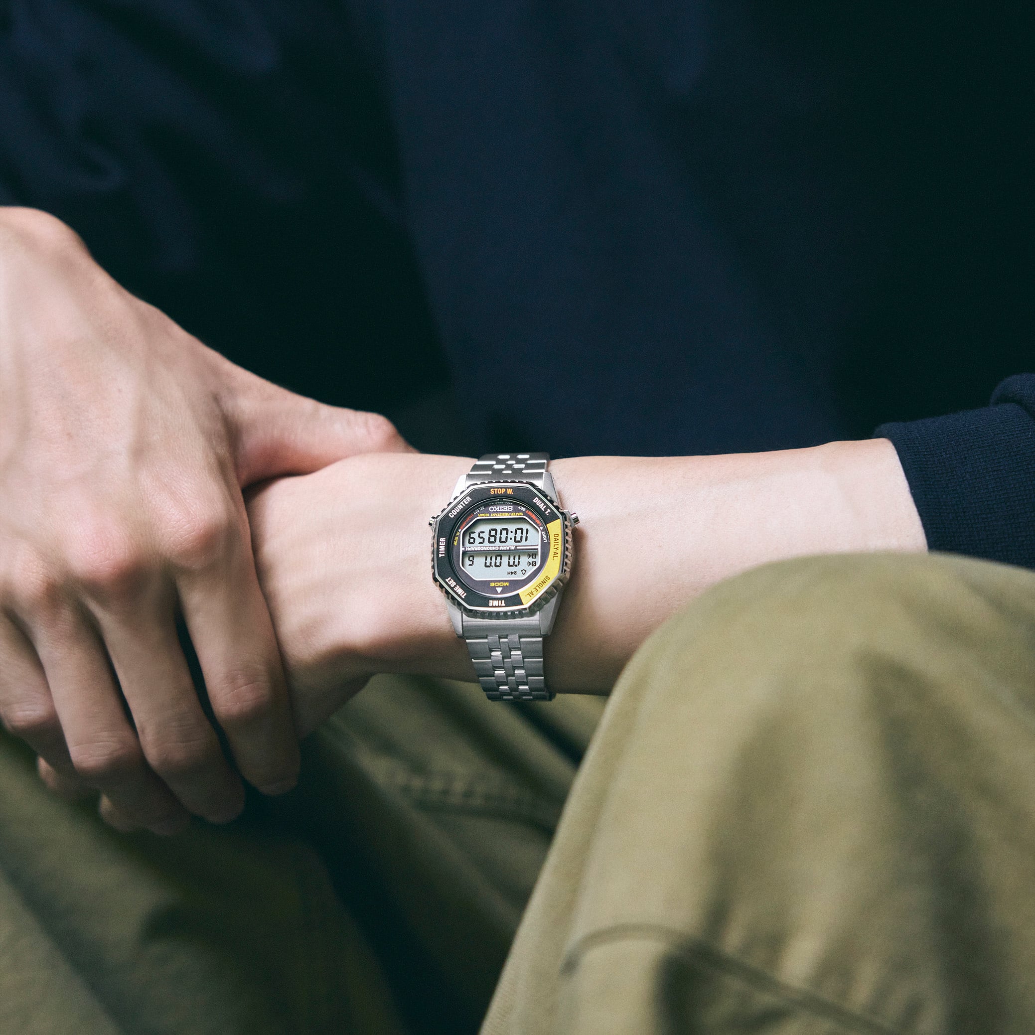 Seiko Men’s Digital Quartz Watch In Black & Yellow