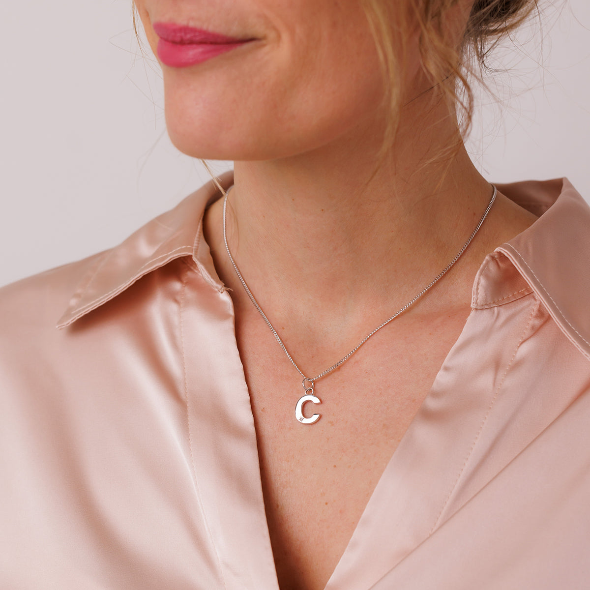 Steff Silver & Diamond Initial Pendants