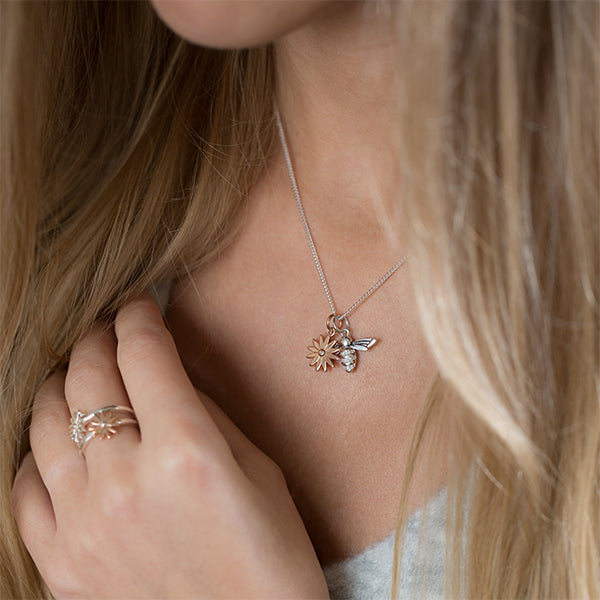 Steff Wildwood Silver & Diamond Bee with Chain