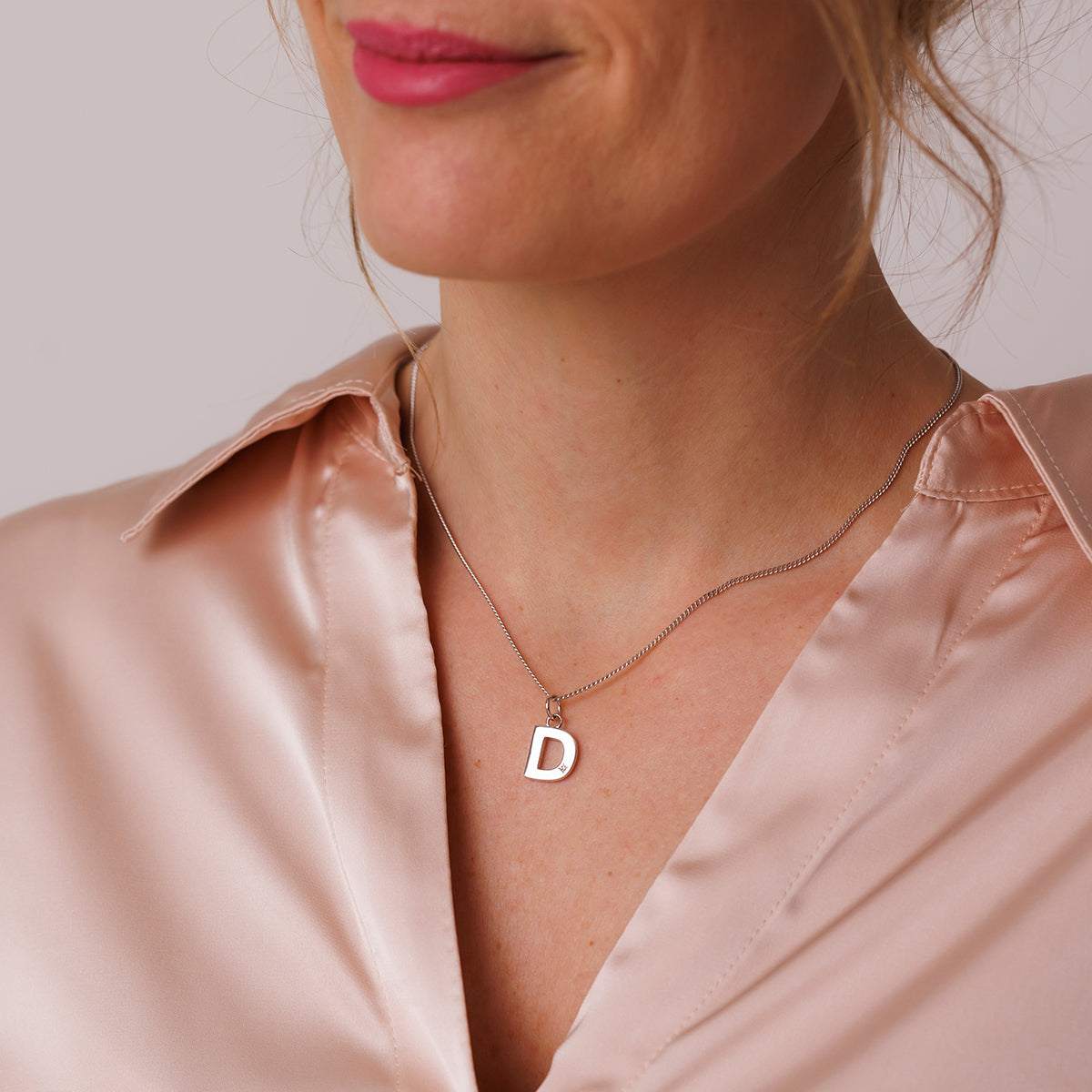 Steff Silver & Diamond Initial Pendants