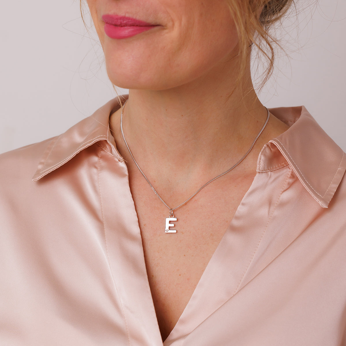 Steff Silver & Diamond Initial Pendants