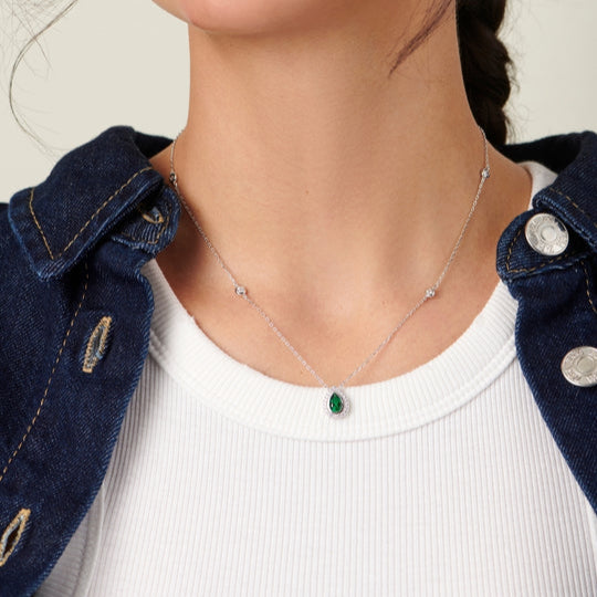 CARAT* London Sterling Silver Emile Emerald Green Necklace