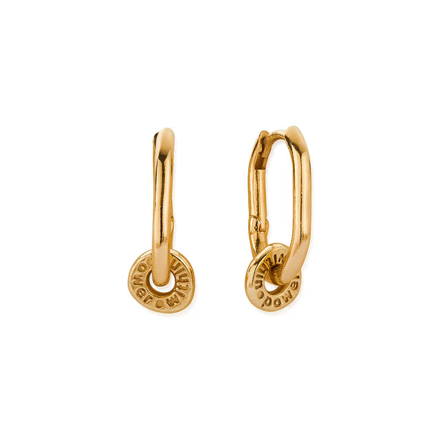 ChloBo Yellow Gold Plated Power Within Oval Hoop Earrings