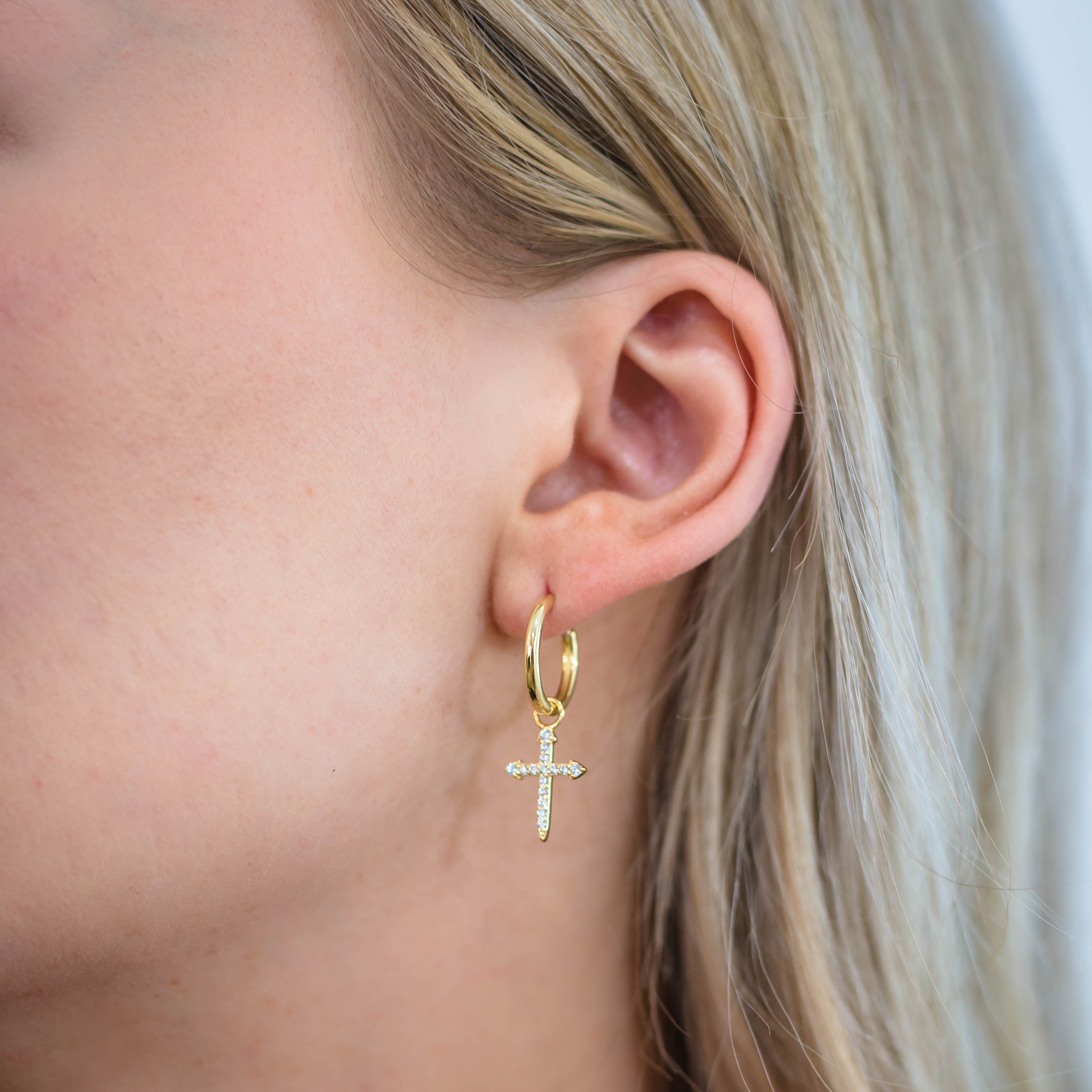 Georgini A Christmas Journey Gold Plated Cross Hoop Earrings