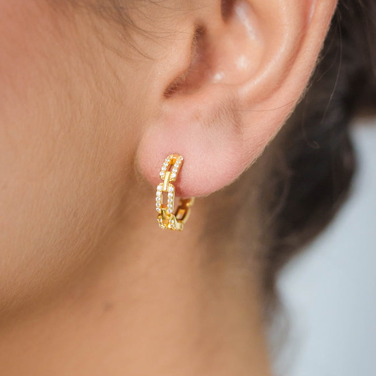 Georgini Sterling Silver Goddess Link Hoop Earrings