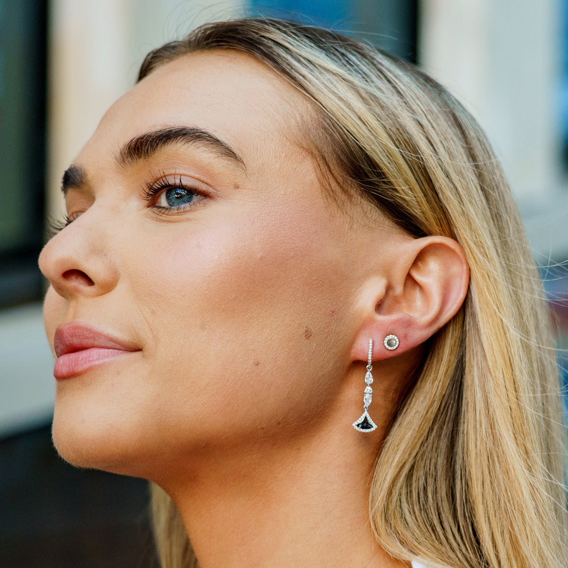 Georgini Chic Noel High Shine Sterling Silver & CZ Stud Earrings