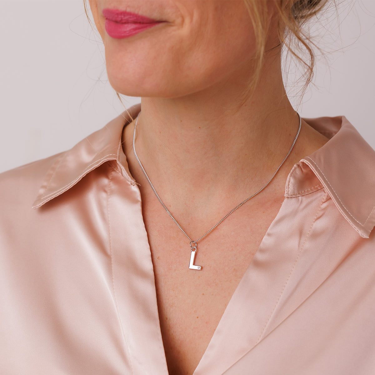 Steff Silver & Diamond Initial Pendants