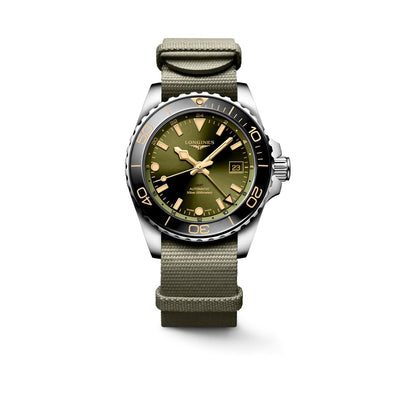 Longines HydroConquest GMT 41mm Sunray Green Dial Automatic Men's Watch - Steffans Jewellers