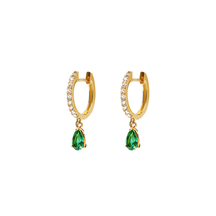 CARAT* London Sterling Silver & Emerald Leni Hoop Earring