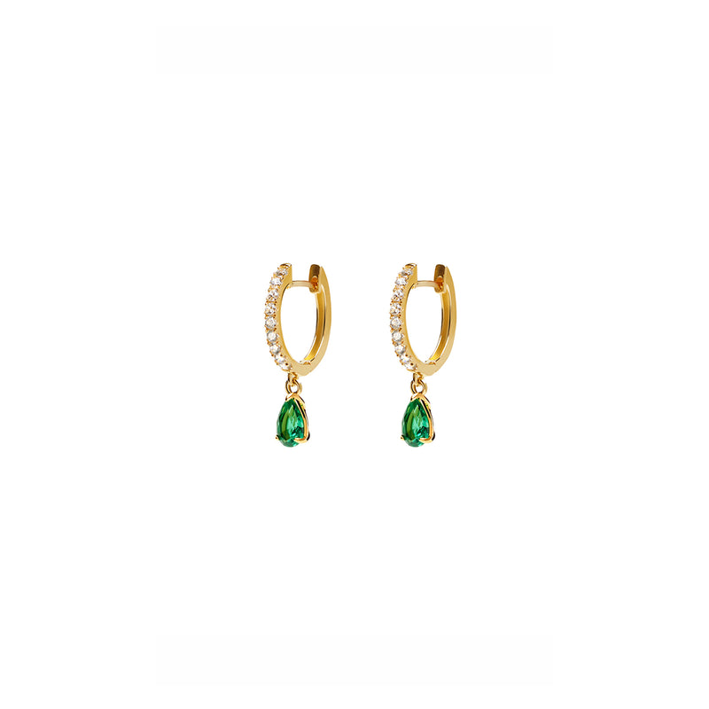 CARAT* London Sterling Silver & Emerald Leni Hoop Earring