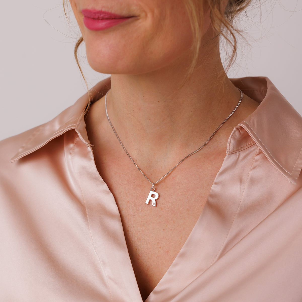 Steff Silver & Diamond Initial Pendants