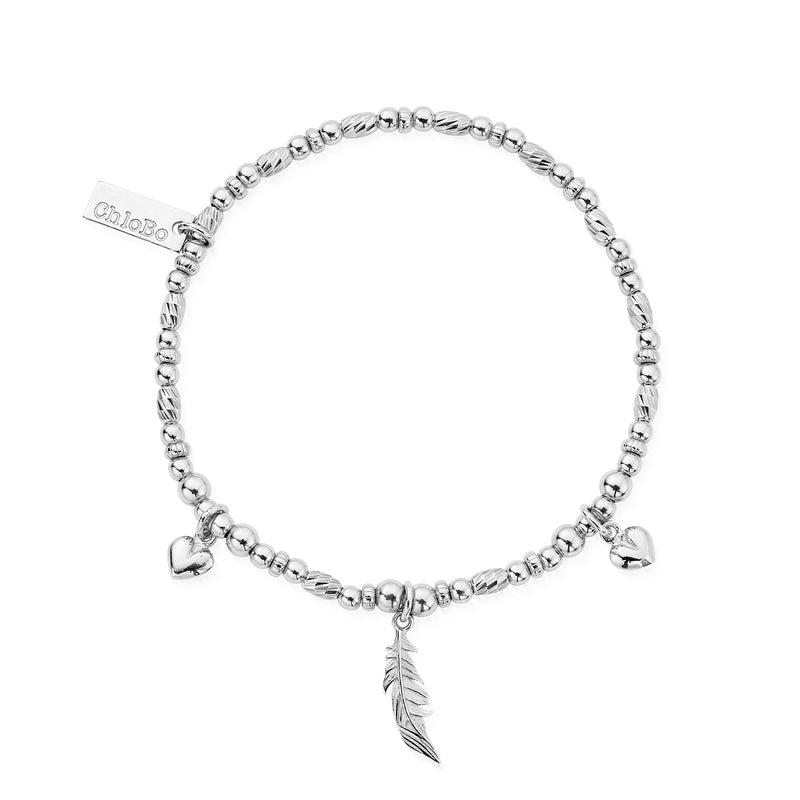 ChloBo Sterling Silver Love & Courage Feather Heart Bracelet