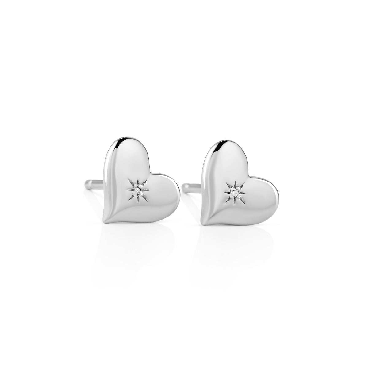 Steff Diamond Heart Stud Earrings