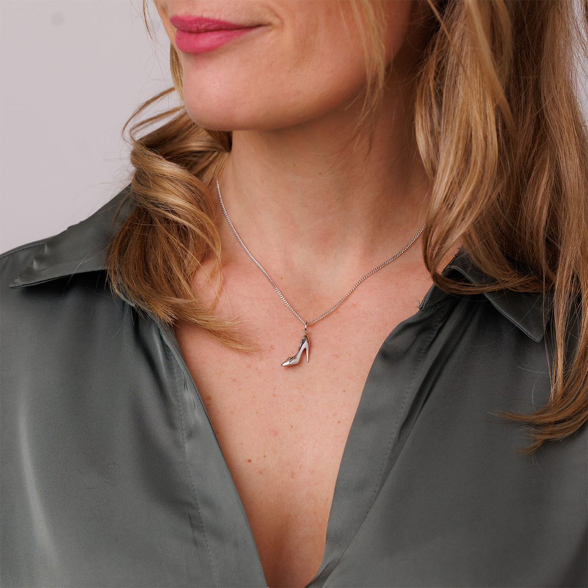 Steff Silver & Diamond Slipper Pendant