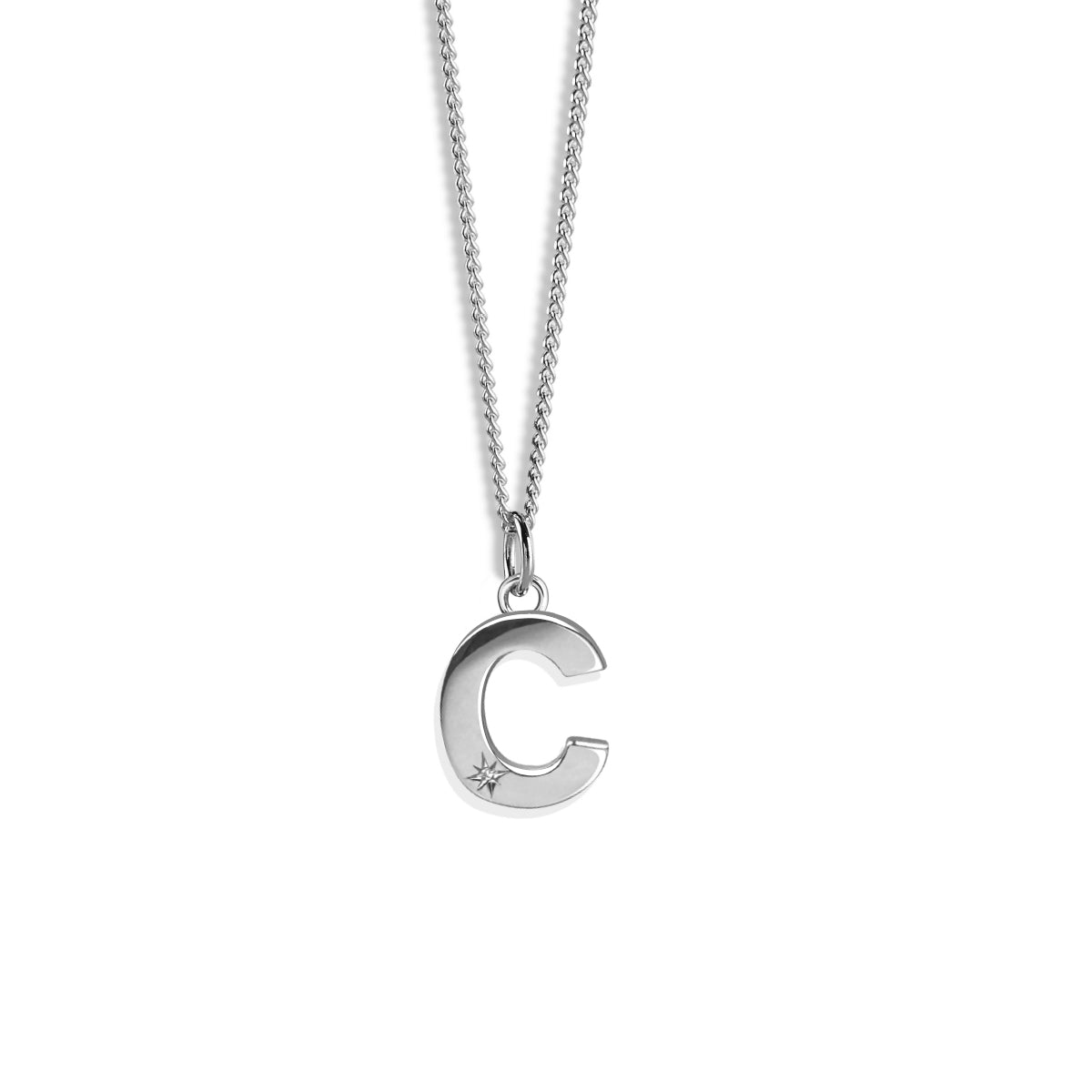 Steff Silver & Diamond Initial Pendants