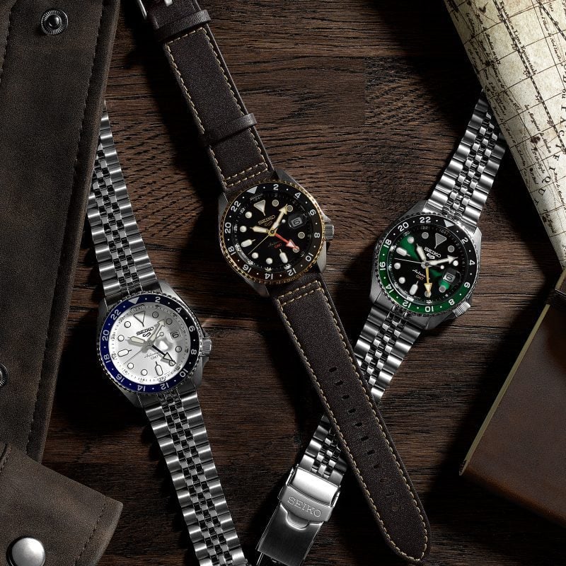 Seiko 5 Sports SKX GMT Bi-Colour Green Dial Men's Watch
