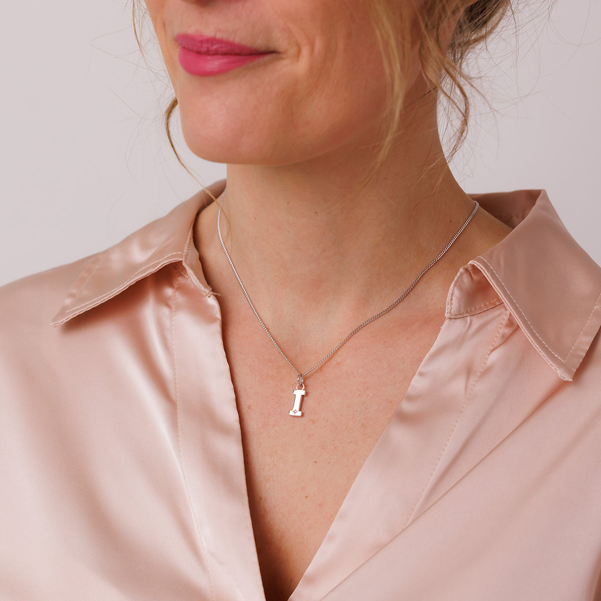 Steff Silver & Diamond Initial Pendants