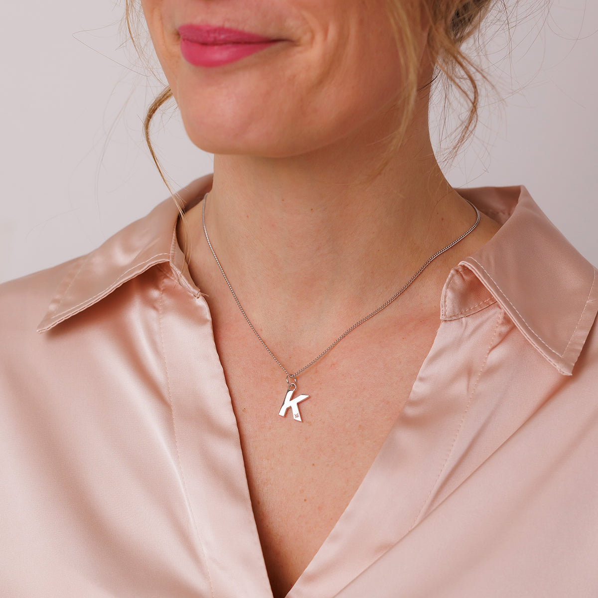 Steff Silver & Diamond Initial Pendants