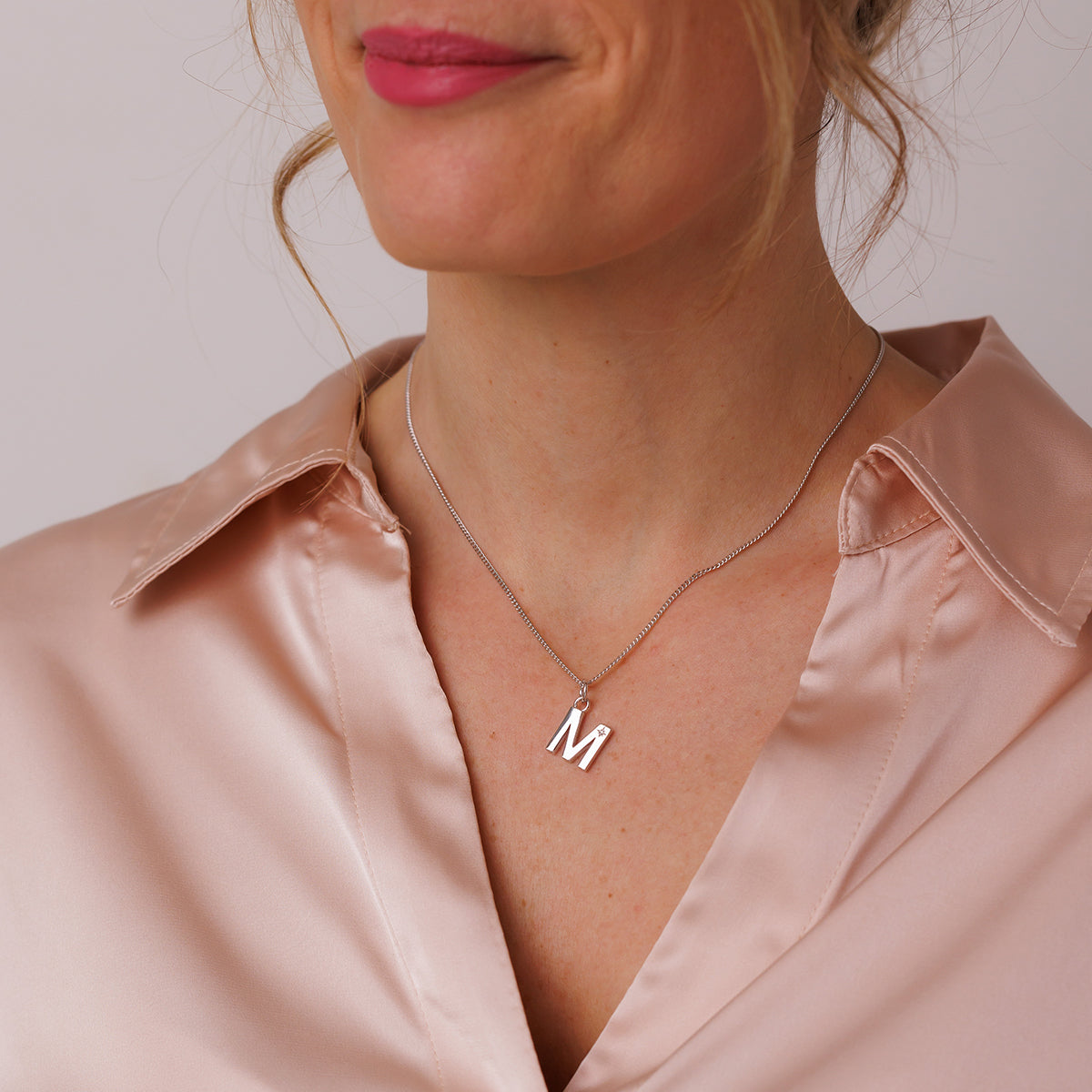 Steff Silver & Diamond Initial Pendants