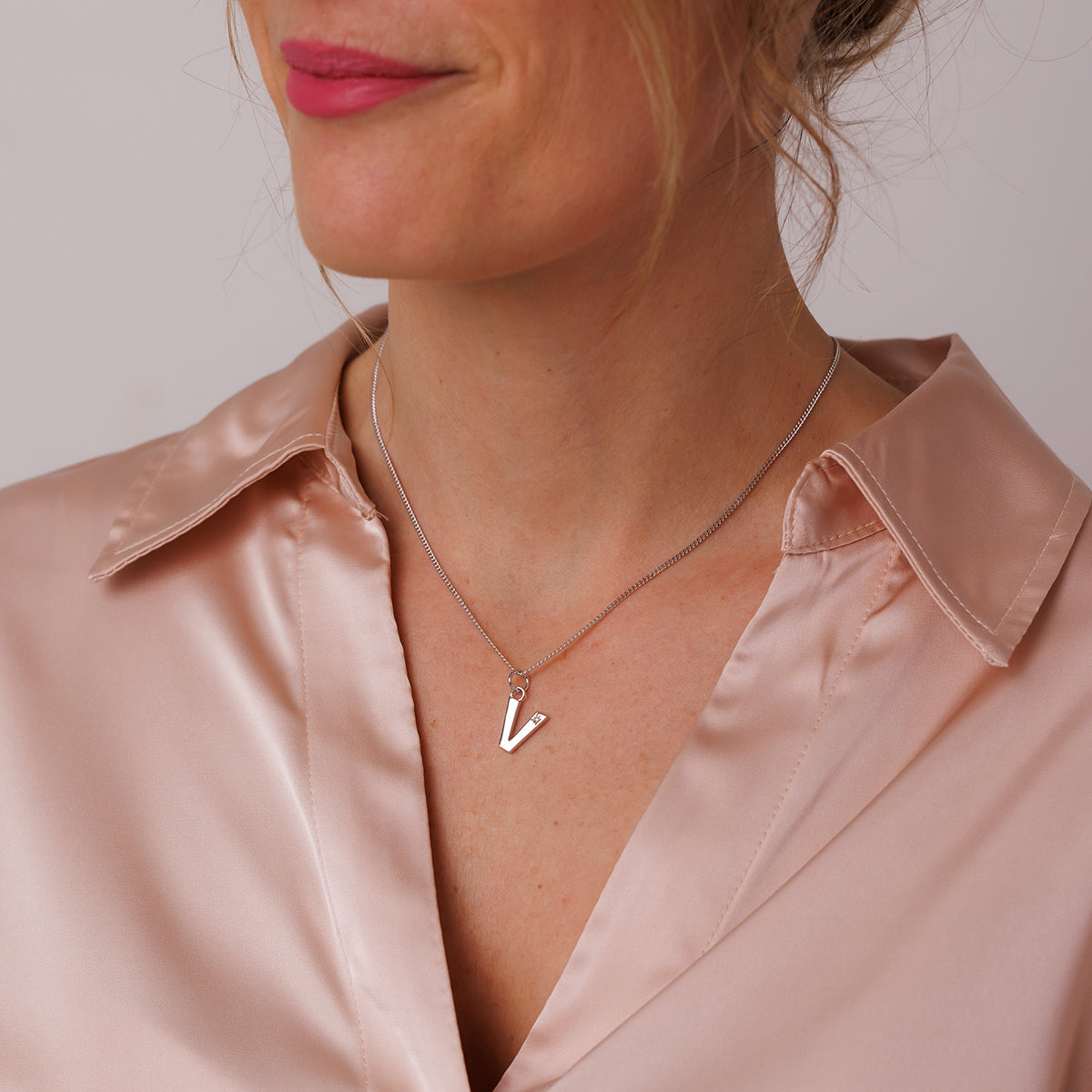 Steff Silver & Diamond Initial Pendants