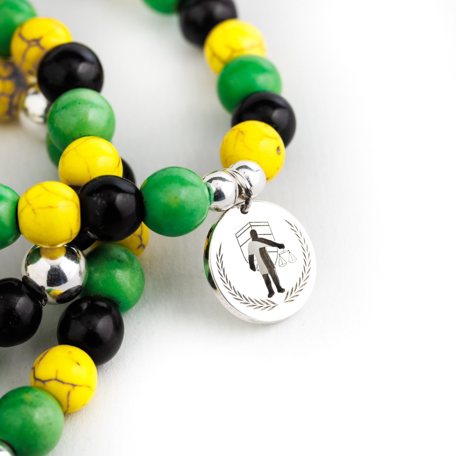 Steffans Special Edition Courtney Lawes Testimonial Howlite & Silver Bead Bracelets - With Charm