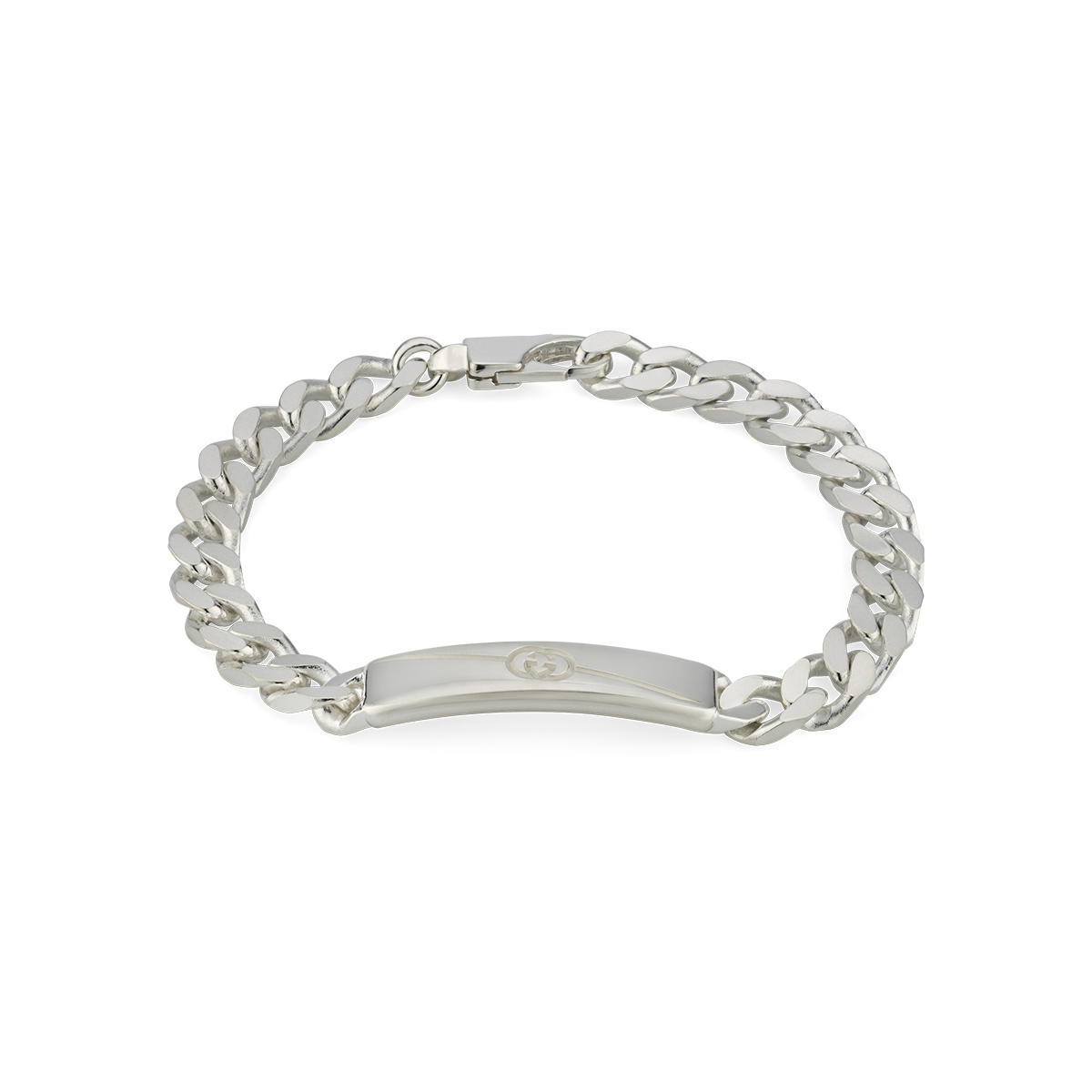 Gucci Tag Interlocking Sterling Silver Bracelet