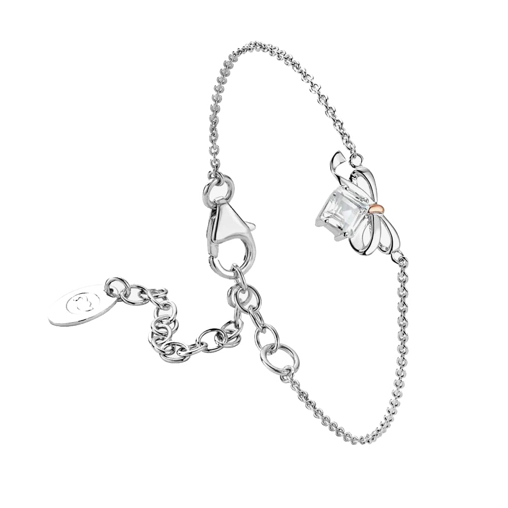 Clogau Silver 9ct Rose Gold Topaz Christmas Bow Bracelet