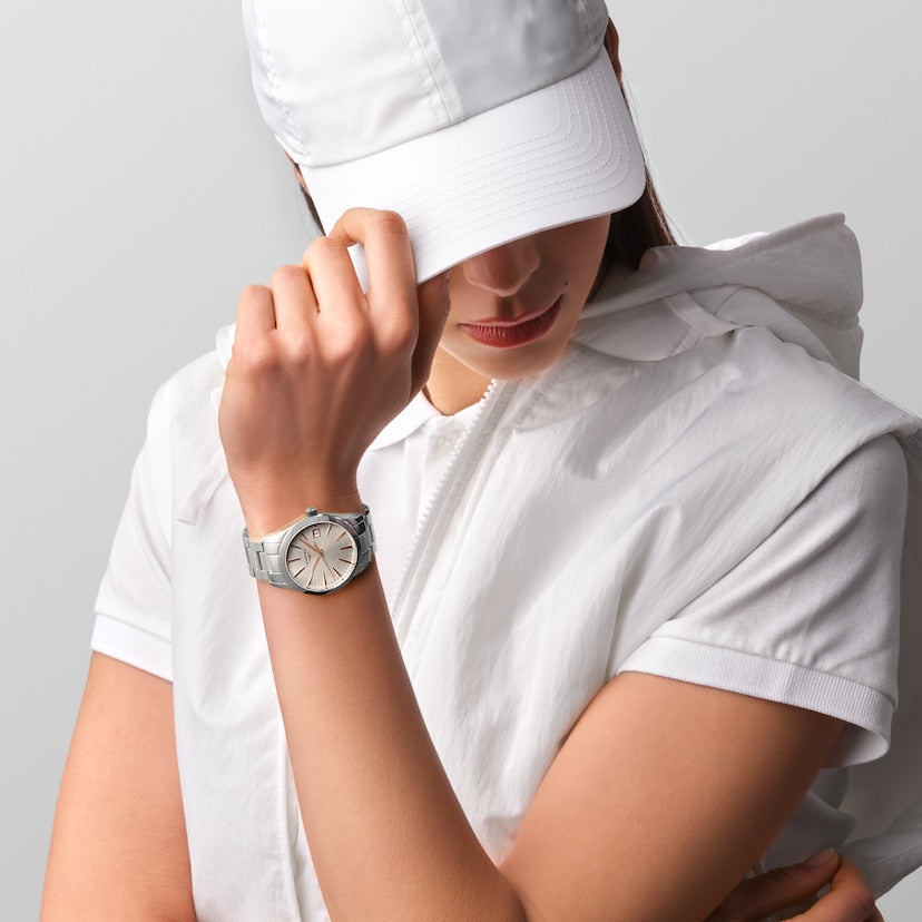 Longines Conquest 34mm Silver & Rose Gold Quartz Ladies Watch