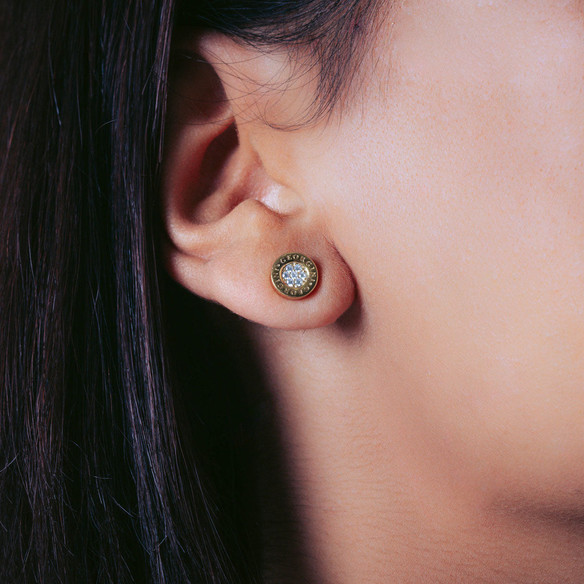 Georgini 925 18ct Gold Plated Sterling Silver Reflection Signature Stud Earring