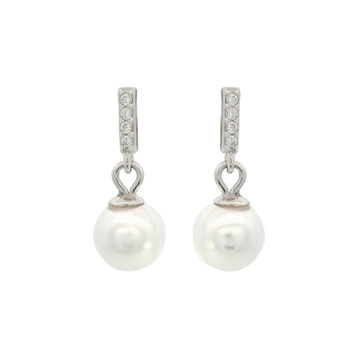 Georgini Adagio Effortless Glow Bar Dangle Silver & Pearl Earrings