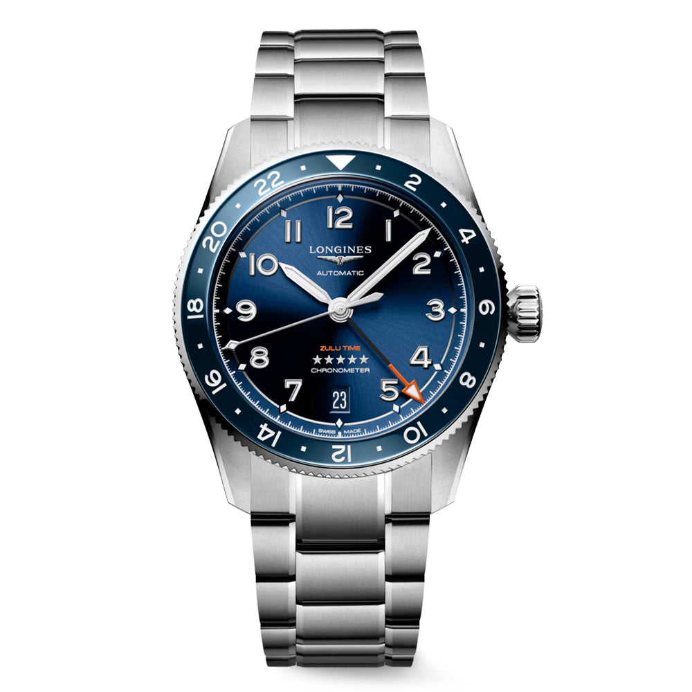 Longines Spirit Zulu Time 39mm Blue Automatic Men's Watch