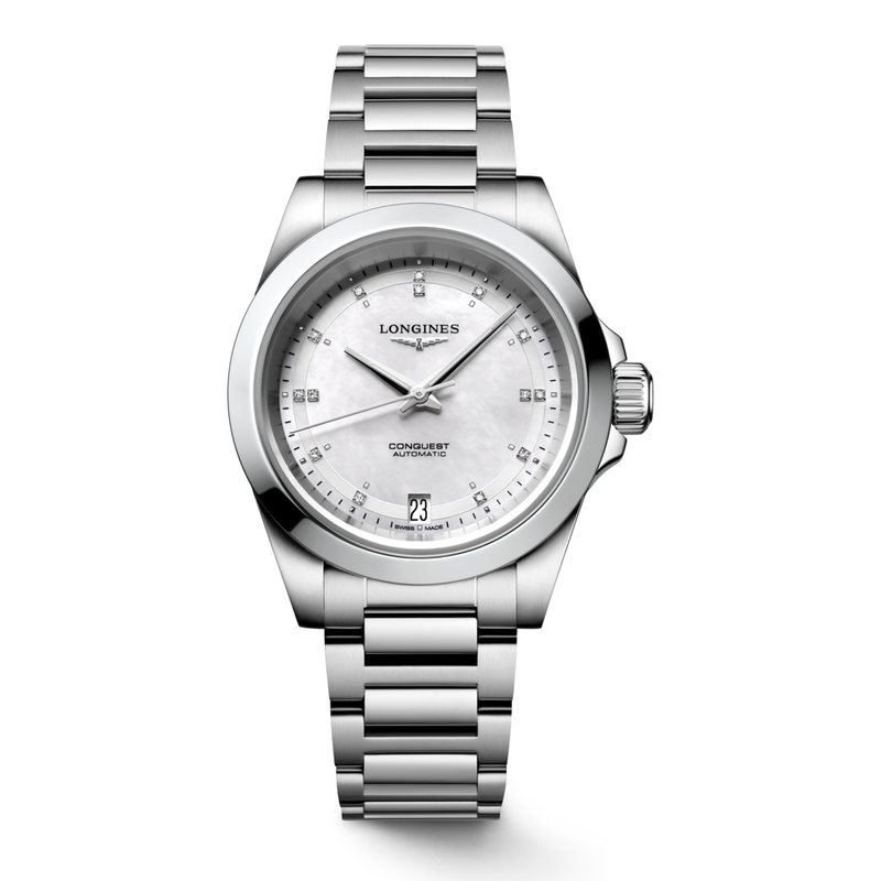 Longines Conquest 34mm Mother Of Pearl Dial Automatic Women&