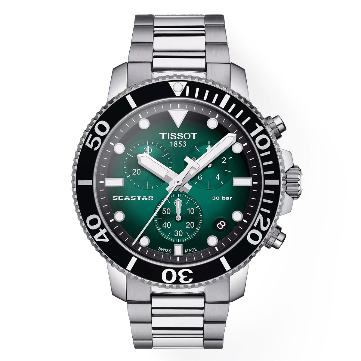 Tissot 45mm Green Dial Seastar 1000 Chronograph Men's Watch