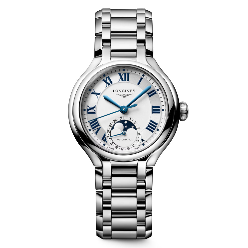 Longines Primaluna 34mm Silver Moonphase Automatic Ladies Watch