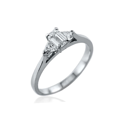 Steffans Emerald & Trilliant Cut Diamond Platinum Engagement Ring