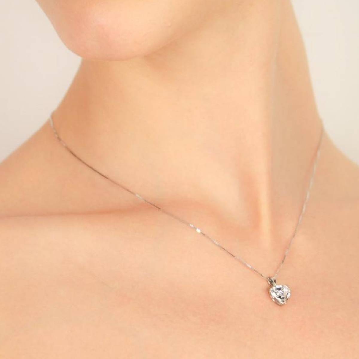 CARAT* London 9k White Gold 1.5ct White Camden Heart Pendant Necklace - Steffans Jewellers