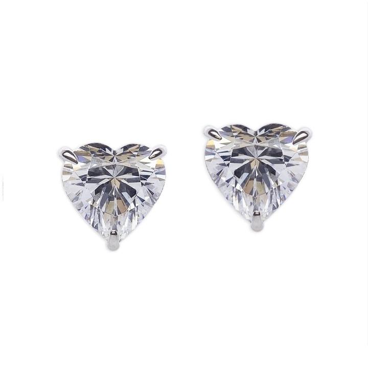 CARAT* London 9k White Gold 1ct White Camden Heart Studs - Steffans Jewellers